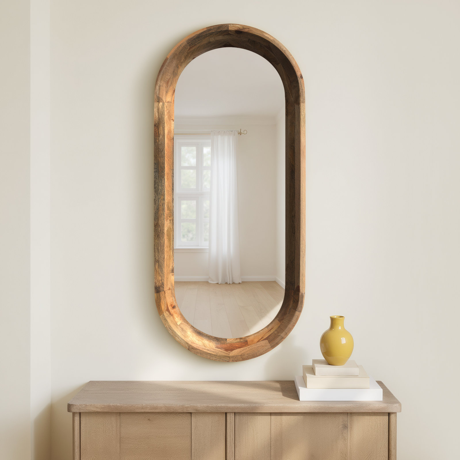 Ozma 21" Mango Wood Oval Mirror