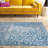 Cannes Damask Navy/Light Gray Area Rug-1444890229