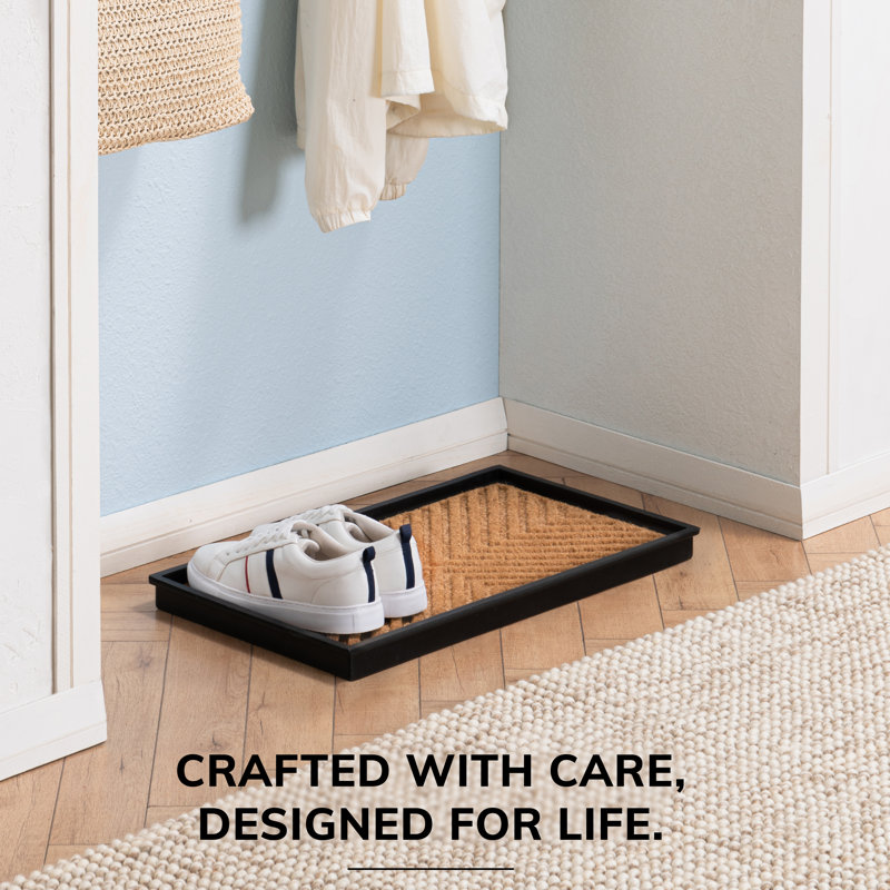 Tapis de démarrage éco-responsable en caoutchouc 14 po x 24 po avec rebords en relief pour chaussures boueuses, outils de jardinage et fournitures pour animaux de compagnie - intérieur / extérieur