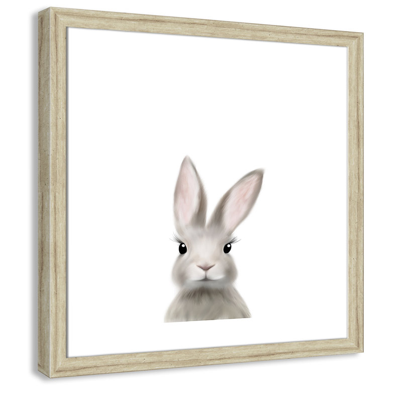 Art encadré en lapins forestières, H 24,5 po x l 24,5 po x P 0,63 po, Beige Flat Framed
