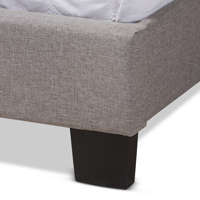 Cherron Upholstered Wingback Bed, King, Charcoal