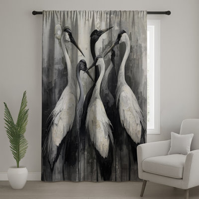 Rideaux de fenêtre Cranes In Grey Tones