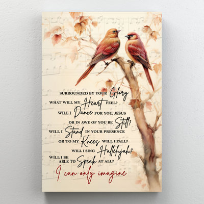 Surrounded By Your Glory, I Can Only Imagine Gallery Wrapped Canvas - In God We Trust Decor, Beige, Grey And Red Home Decor