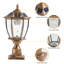 Lanterne solaire d'extérieur 20,1 pouces Golden, luminaire rétro en aluminium bronze - Conception élégante en verre, DEL à énergie solaire, installation facile, parfait pour l'éclairage de jardin / allée / patio