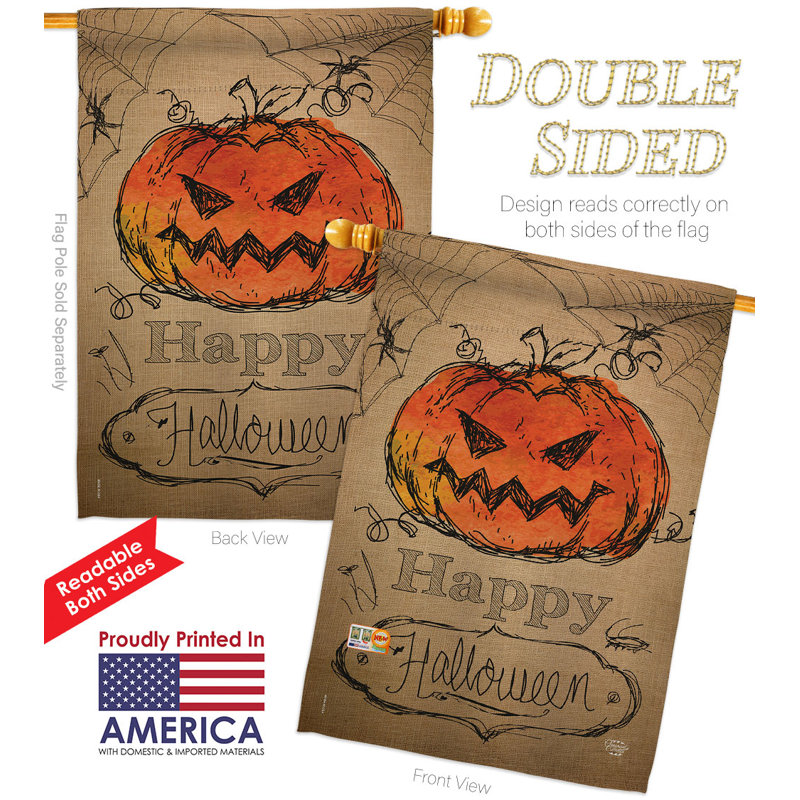 Double Sided 40'' H x 28'' W Polyester Halloween House Flag