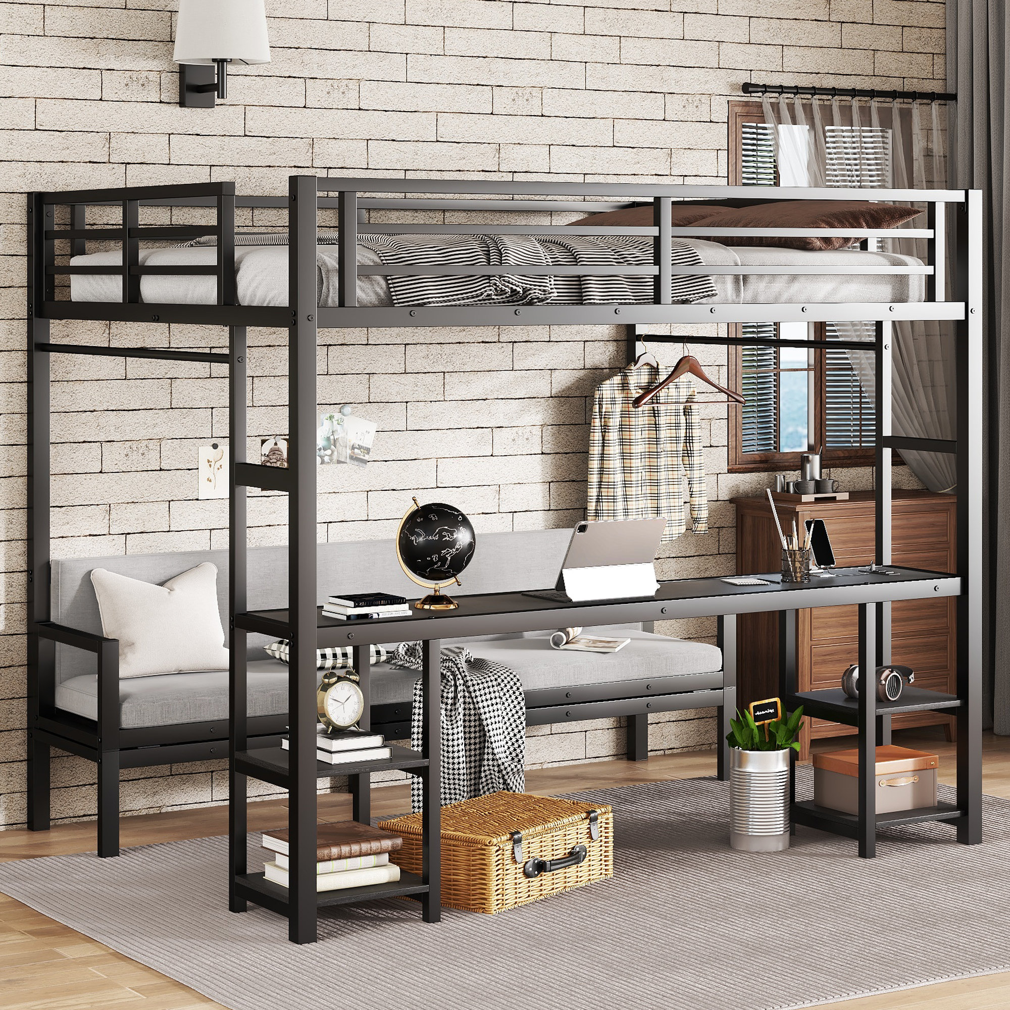 Black Loft Bed With Desk