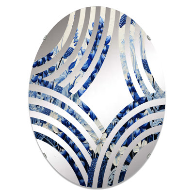 Miroir décoratif bleu Bonnets Floral Collage II - Baptist Fan MIR107245 O