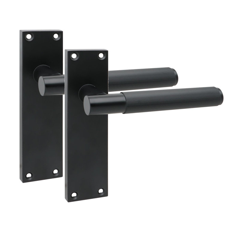 Golden Grace 1 Pair Victorian T-Bar Linear Design Door Handle Matt Black Finish with Spindle and Screws - 150 x 40mm