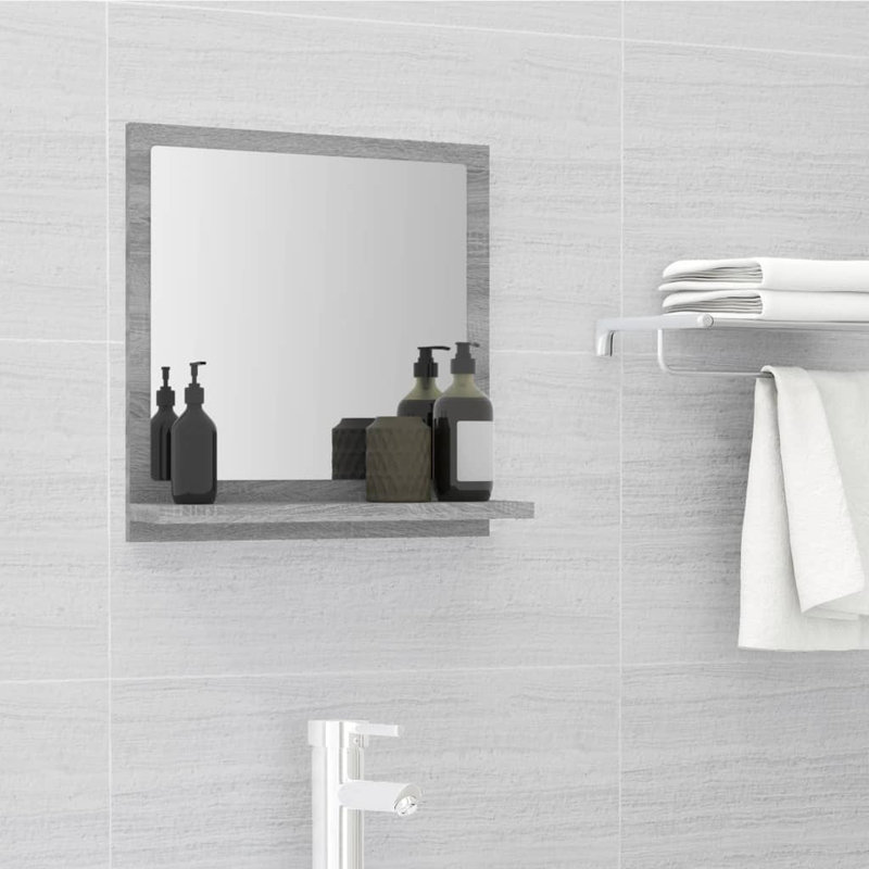 Miroir de salle de bain mural vidaXL, Gris Sonoma, 14,57 po x 15,75 po