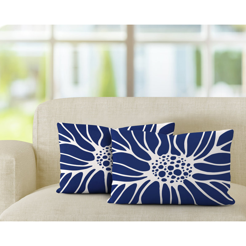 Polyester / Mélange de polyester Housse de coussin rectangulaire intérieure / extérieure lombaire et insert, Bleu marine