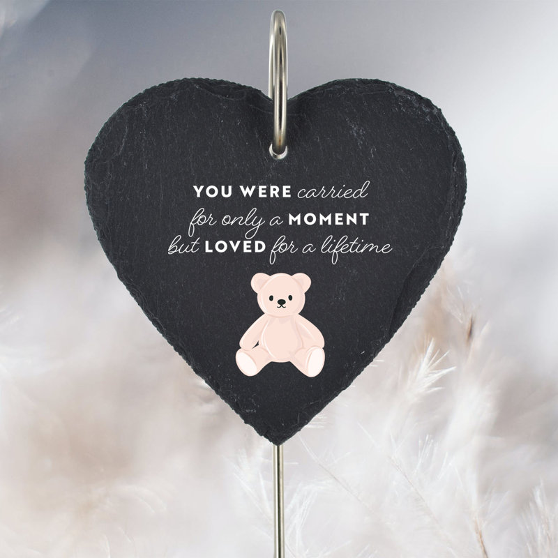 Bogomir Waterproof Slate Heart Teddy Grave Marker People Memorial Plaque