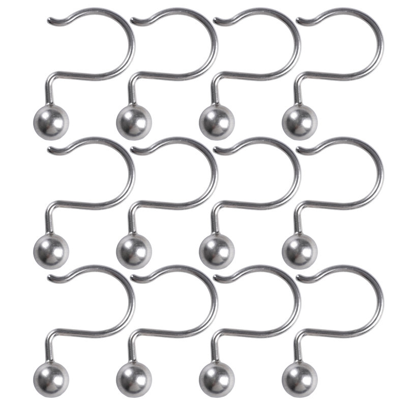 Ball Steel Shower Curtain Hooks, Nickel