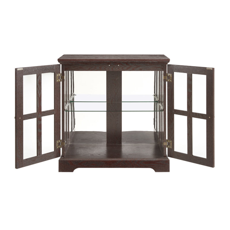 32" Glass Display Cabinet with Smartphone-Controlled LED Lights, Sideboard Buffet Credenza with Glass Doors & Adjustable Shelves, Small Storage Cabinet for Collectibles, Living Room, Apartment