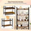 2 Pcs 5-tier Storage Rack With 4 Hooks Open Display Shelves Metal Frame Display