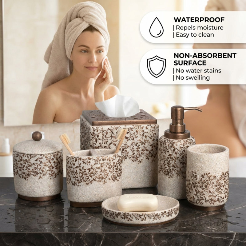 Modern Bathroom Accessories Set – Soap Dispenser, Tumbler, Toothbrush Holder, Ideal Christmas Gift