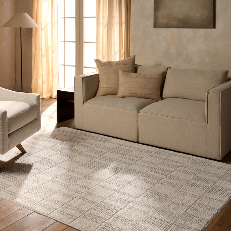Ebern Designs Assurance Powerloomed Geometric Cream, Rectangle 6' x 9'