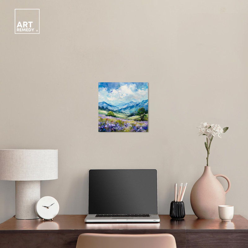 Field of Dreams Blue and Green Abstract Canvas Wall Art