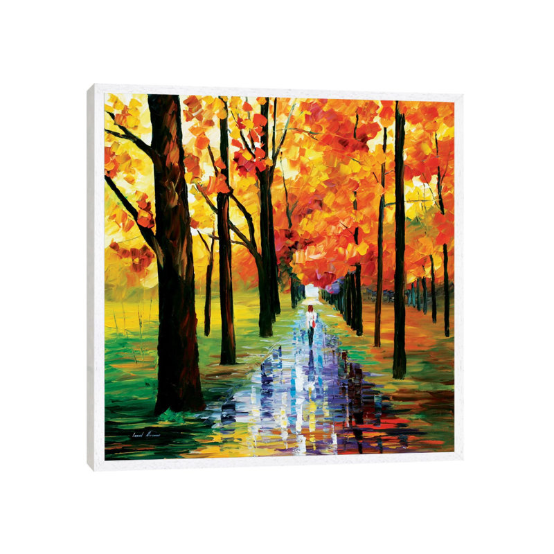 Yellow Rain by Leonid Afremov - Painting on Canvas, 93.98 cm H x 93.98 cm W, White Framed Canvas