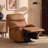 Top Grain Genuine Leather Manual Rocker Recliner Chair, Small Swivel Recliner for Living Room, Bedroom, Home Theater & RV - Brown-78957007