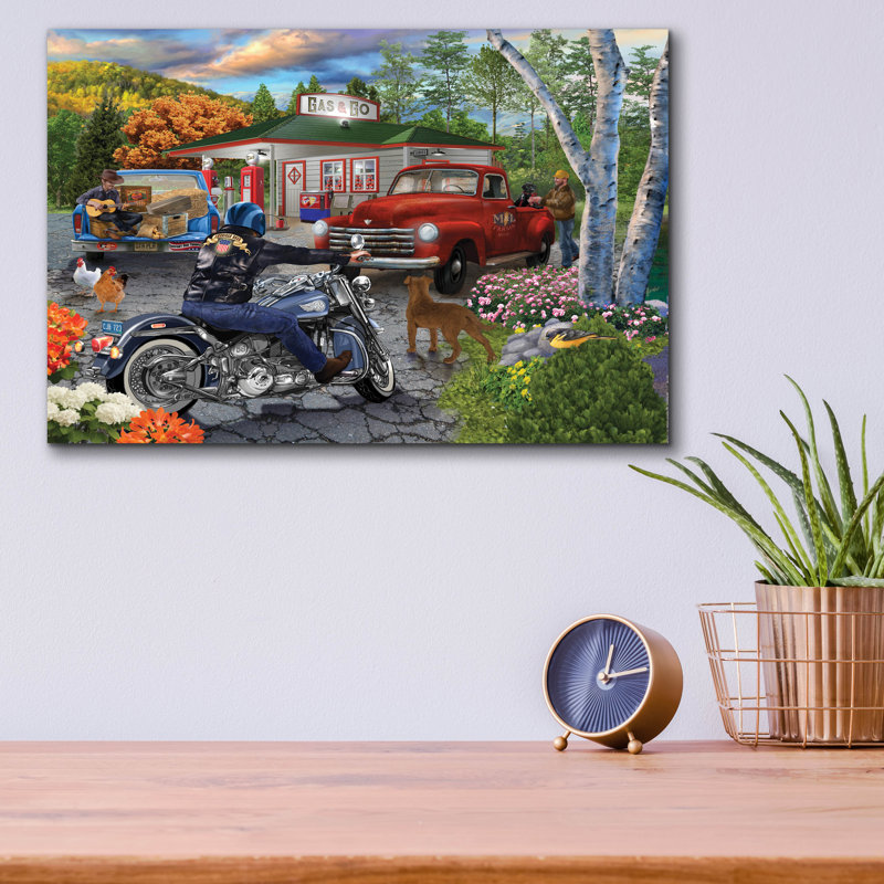 «American Roadside» par Bigelow, illustrations sur verre acrylique, H 12 po x l 16 po x P 0,13 po