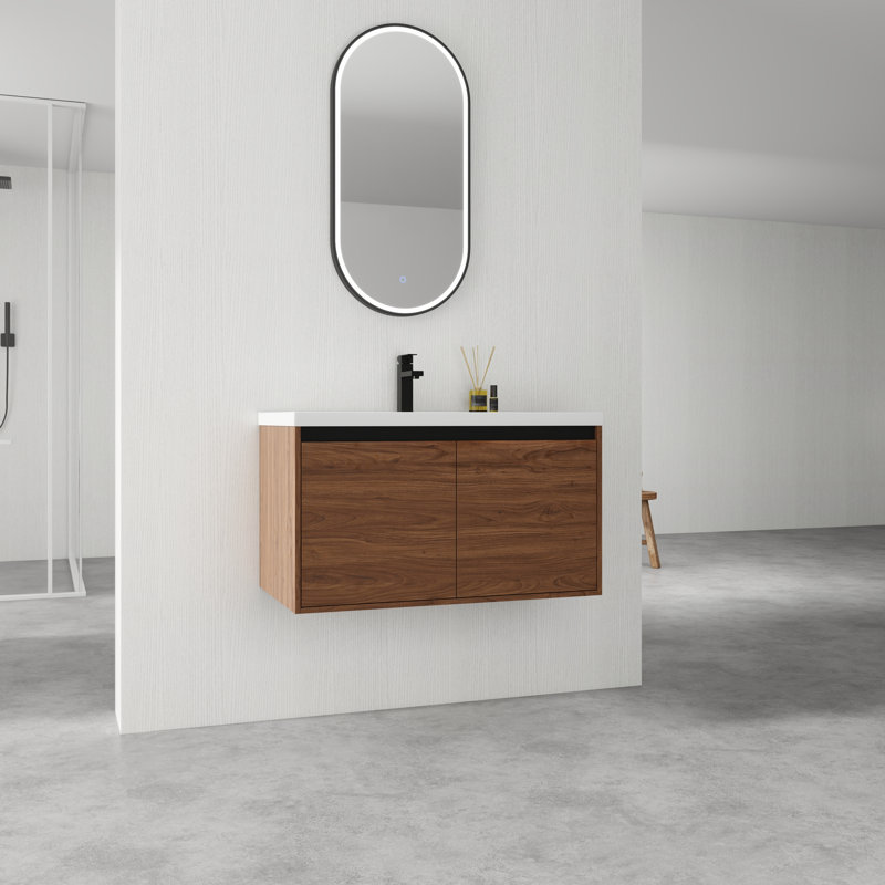 Meuble-lavabo simple avec plateau en résine 35,44 po Joela