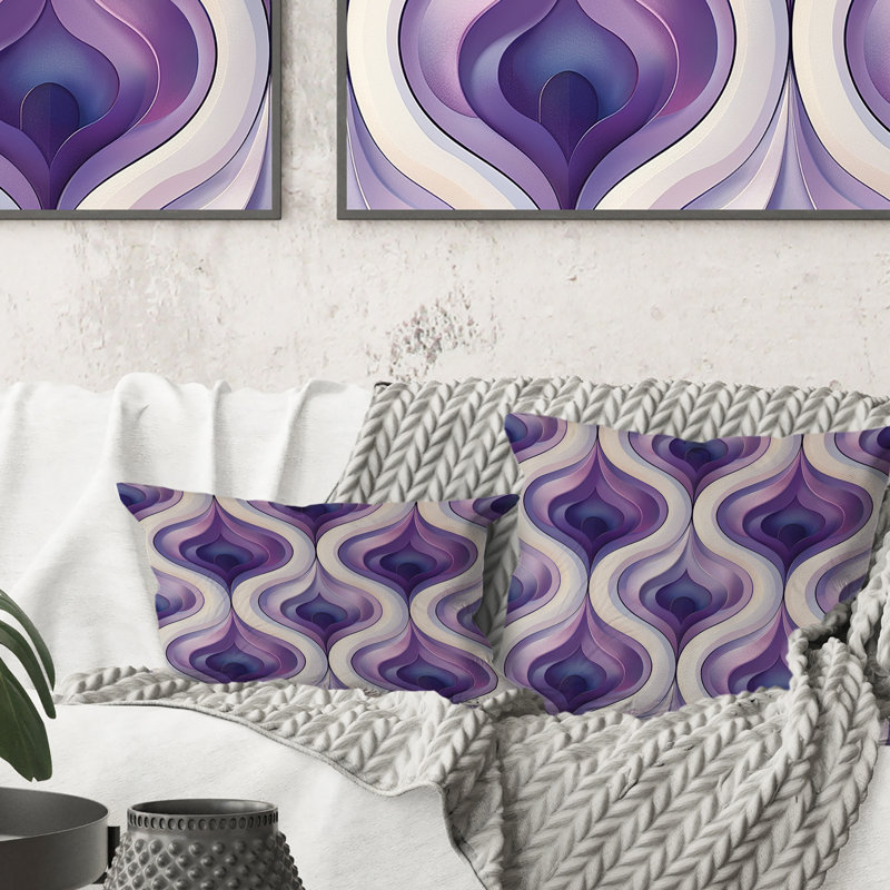 Coussin lombaire mauve et beige à motif de quadrilobe élégant