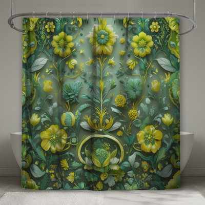 Rideaux de douche complexes à motif floral très longs