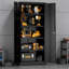 Armoire de rangement en métal 72 po H, armoire verrouillable en acier à outils noir avec portes et 4 tablettes, grands classeurs pour systèmes de rangement de garage, classeur verrouillable pour bureau personnel, salle de classe / garde-manger