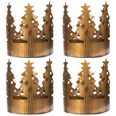 Bougeoirs de pilier de sapin de Noël - 3,75 po - bronze - ensemble de 4
