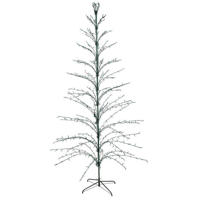 9' Cascade Lighted Twig Tree Outdoor Christmas Decoration, Green