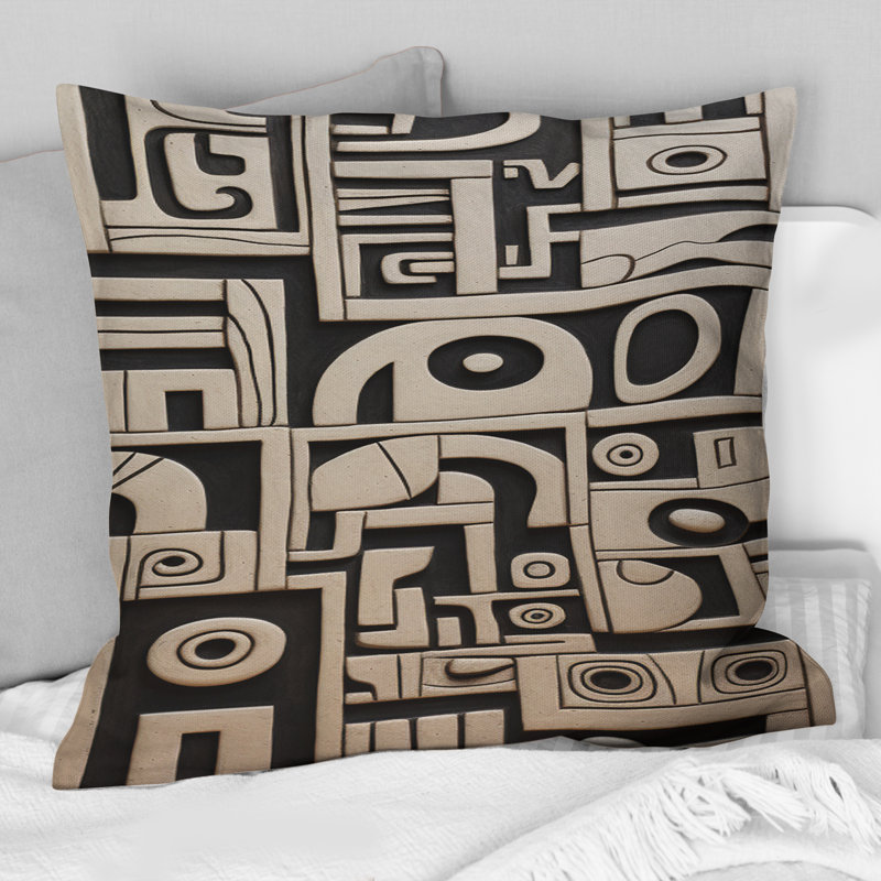 Coussin Tribal Sculptures en noir et blanc