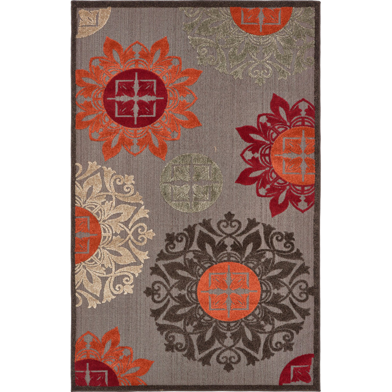 Dalbury Floral Indoor / Outdoor Rug, Rectangle 6'1" x 9'