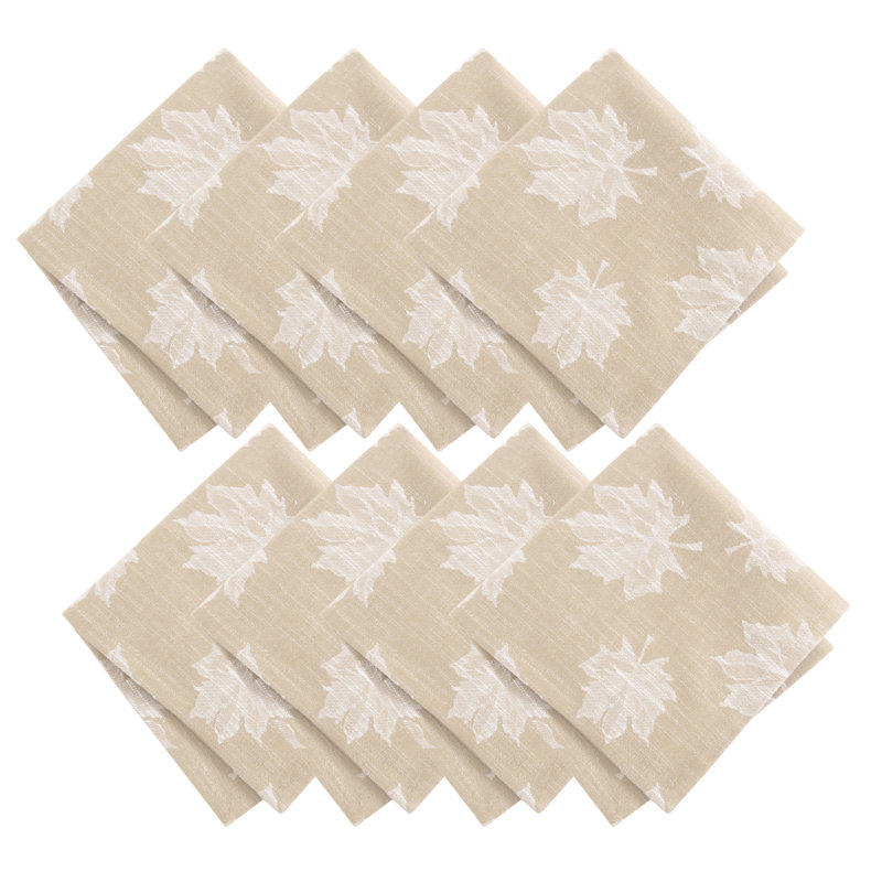 Mattox Falling Leaves Jacquard Cotton Napkins, Taupe