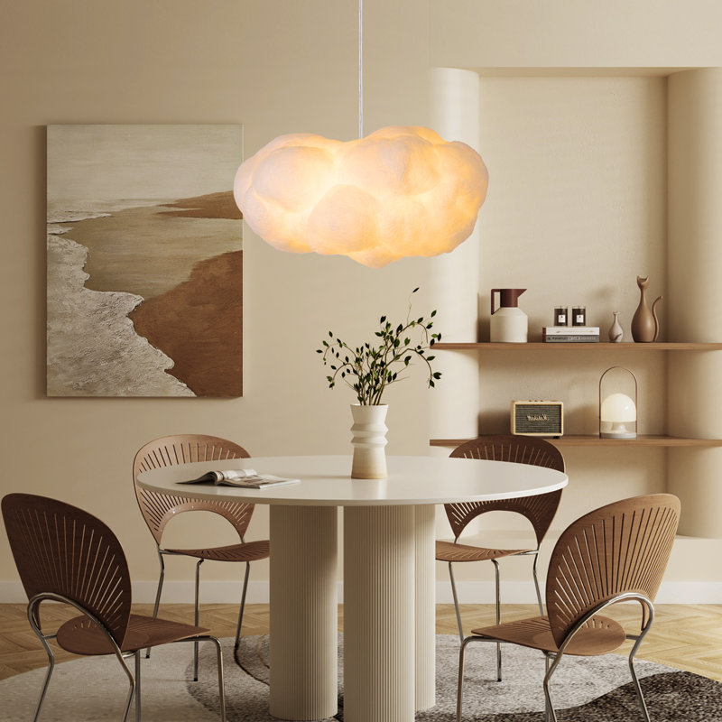 1 - Light Natural Drum Pendant, 25cm H x 60cm W x 60cm D