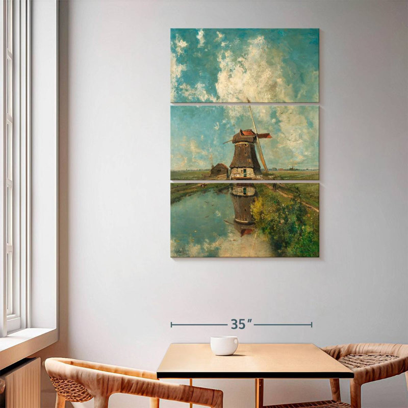 A Windmill On A Polder Waterway, 65" H x 42" W