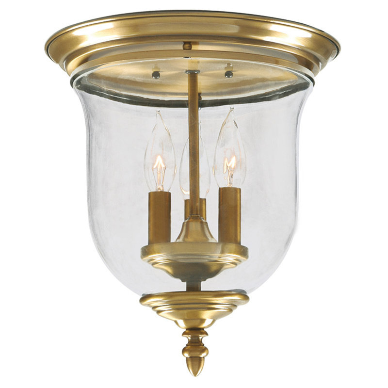 Plafonnier encastré 3 lumières 11,5 po Aaven, Laiton antique