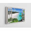 «Exotic Beach Day View Open Window», reproduction d'art sur toile-491086896