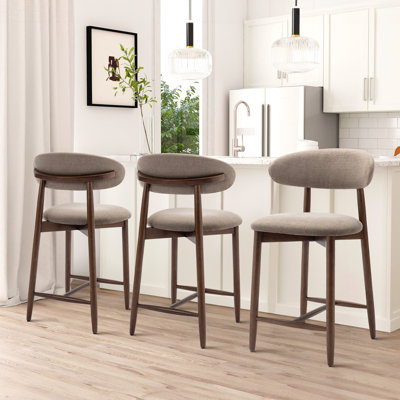 Upholstered 25'' Counter Stool with Solid Wood Frame