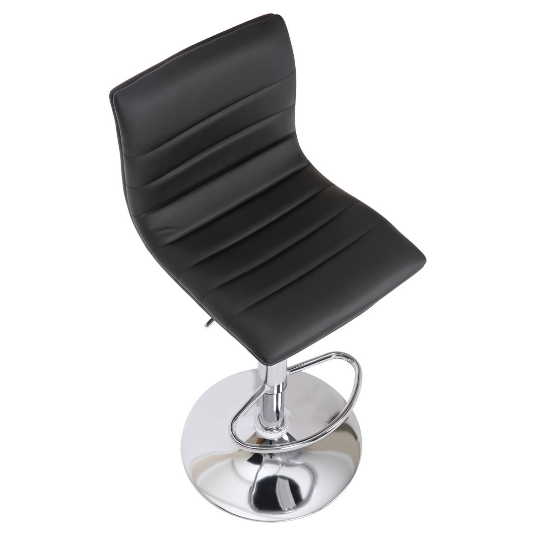 Aldo Swivel Upholstered and Faux Leather Adjustable Height Bar Stool