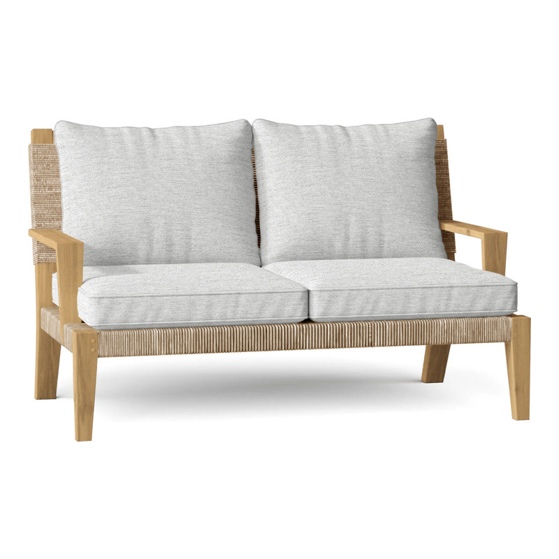 Outdoor 2 - Seat Loveseat, Linen Shale, Hadley Natural Rope