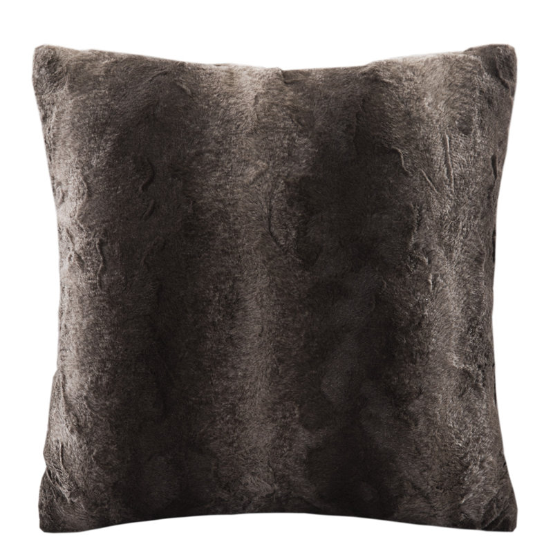 Faux Fur Striped Throw Pillow, Brown