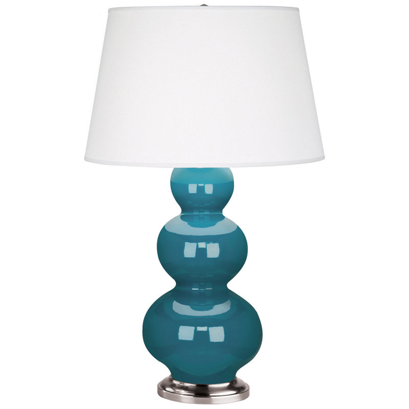 Triple Gourd Table Lamp, Peacock/Antique Silver