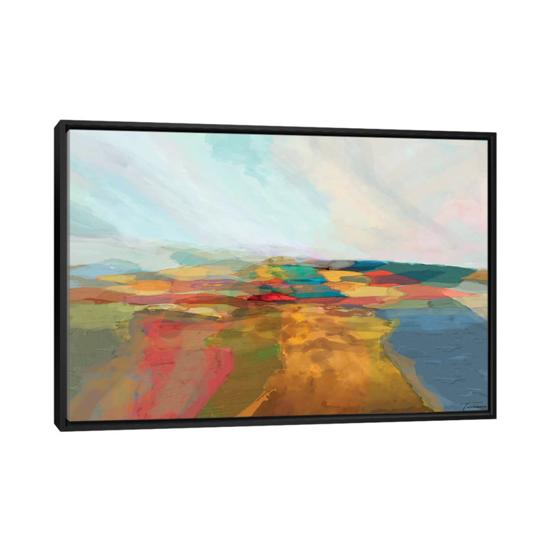« cascade ii », impression sur toile, H 18 po x l 26 po x P 1,5 po, Toile avec cadre noir, Pas de tapis