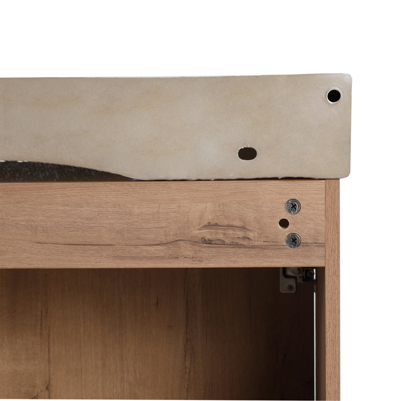 Meuble-lavabo mural 28 po avec lavabo en céramique blanche et porte à fermeture en douceur, emballage KD, 28"
