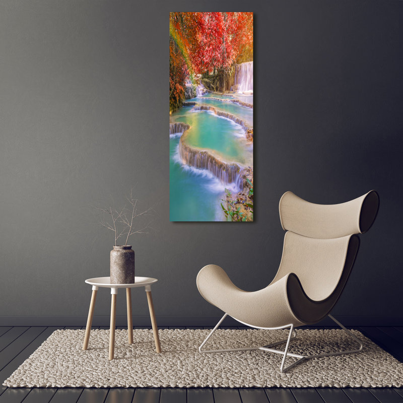 Waterfall In Autumn - Wrapped Canvas Print