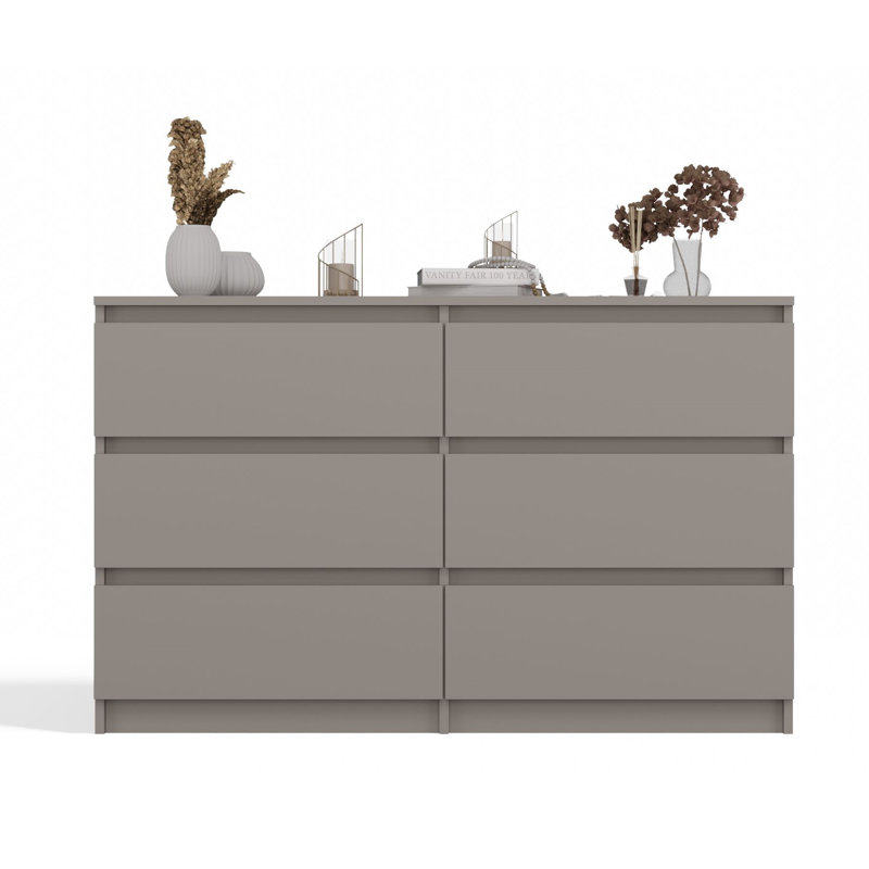 Olhouser 120cm W 6 - Drawer Chest of Drawers, Grey
