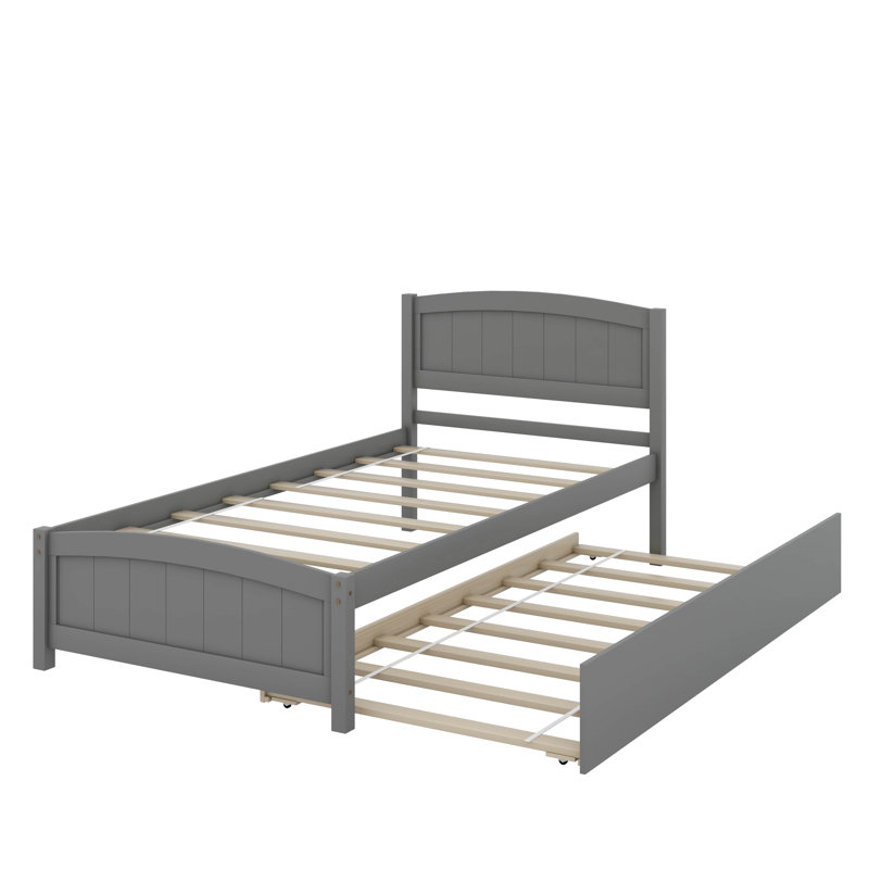 Lit plateforme simple avec lit gigogne, Gris