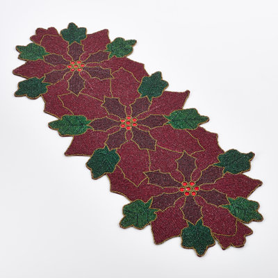 Ransome Beaded Poinsettia Runner