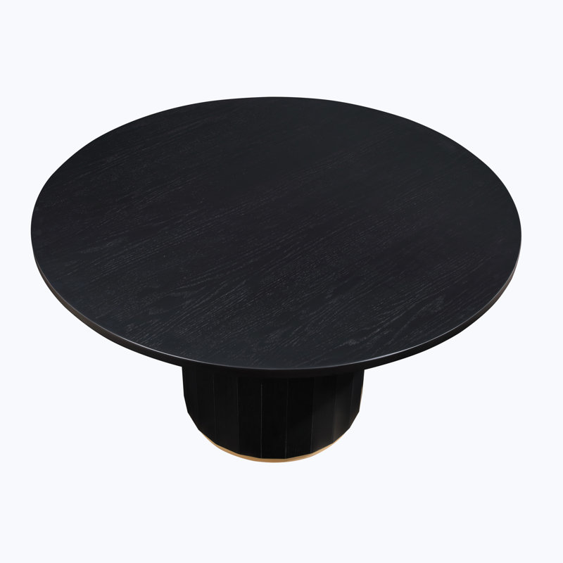 Magnolia 52" Round Pedestal Dining Table, Black/Gold