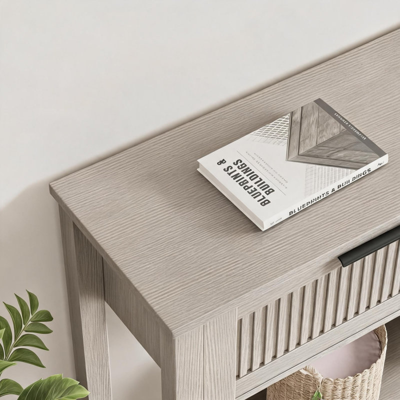 Console étroite 43,3 pouces avec 2 tiroirs et tablette ouverte, table d'entrée mince pour le salon ou le couloir